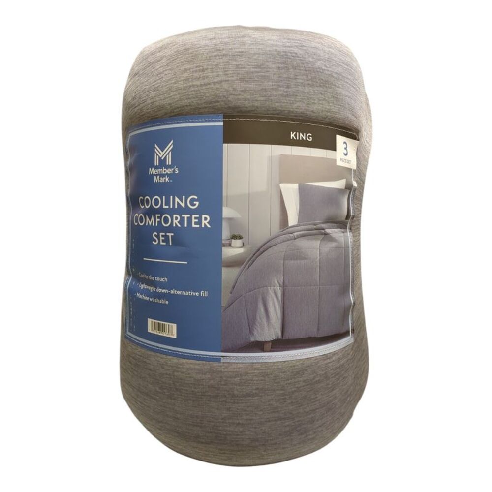 Grey - Member's Mark 3-Piece Quilted Down Alternative Cooling Comforter Set, Kin